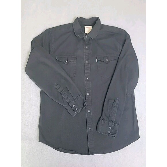 Levi's Other - Levis Denim Shirt Mens L Black Double Pockets Long Sleeve Mid Weight Western Dad